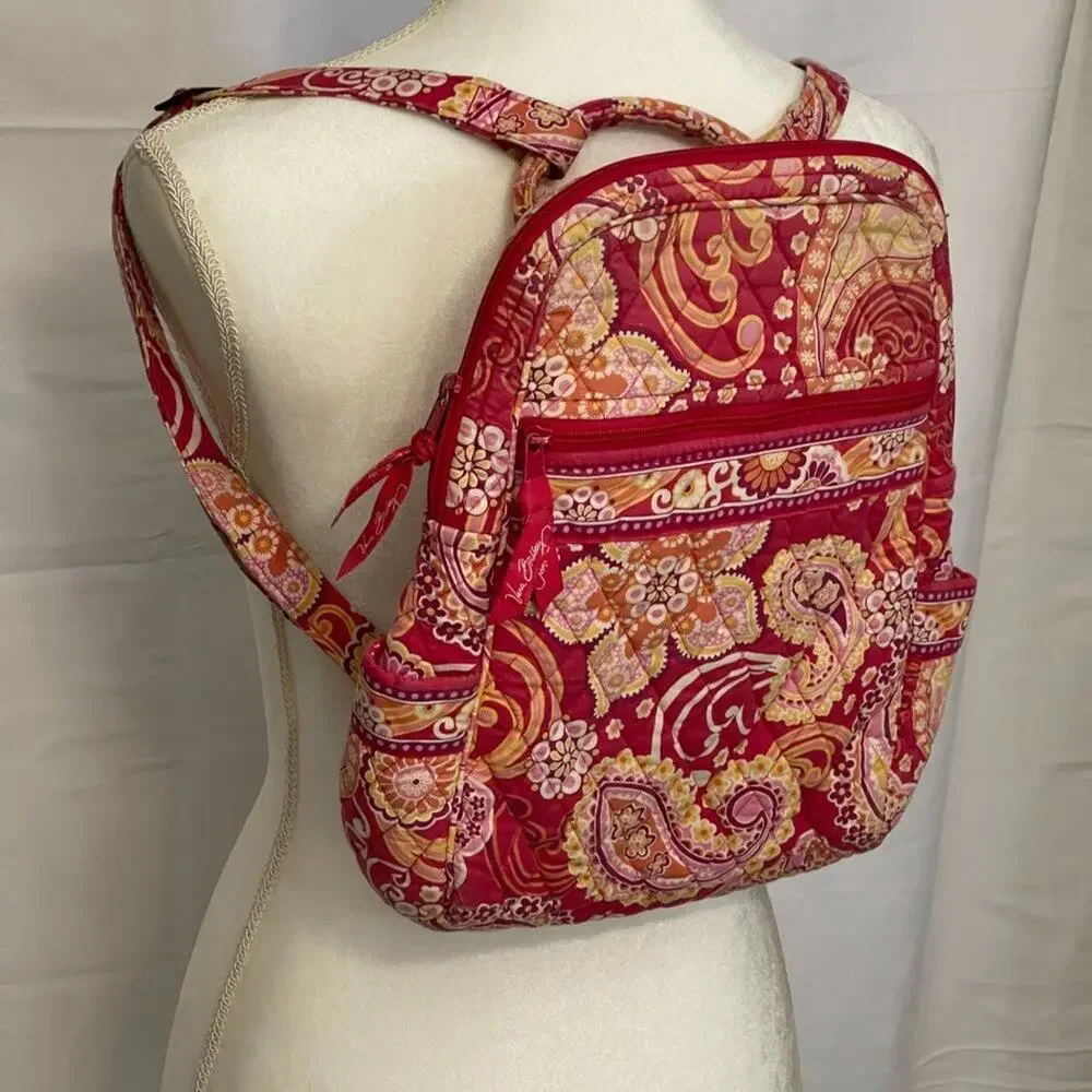 Vera Bradley Pink Paisley Backpack Quilted Tote Bag